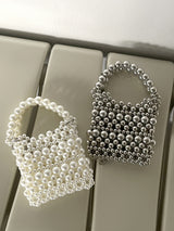 フェディンメタルパールビーズパールトートクロスバッグ/Pedin Metal Pearl Bead Pearl Tote Crossbody Bag