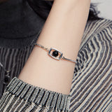 Rectangle UFO Onyx Bracelet (Silver)