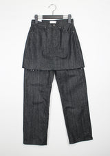 スカートレイヤードデニムパンツ / no.7713 Skirt Layered Denim Pants