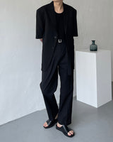 マンスリネンツータックベルトスラックス / Month )  linen two-tuck belt slacks (3 colors)