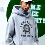 [UNISEX] Faux Shearling-Trimmed Cotton-Jersey Hoodie (Grey) (6656663257206)