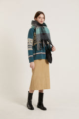 カラードチェックマフラー / COLORED CHECK MUFFLER_GREY
