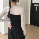 ヒズドットシースルーレイヤードインナー長袖Tシャツ