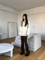 Roner ヴィンテージ フローラル ブーツカット ニット パンツ