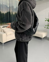 UI Mink Fur Hood Zip-Up Jumper (4 colors)