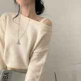 [Satisfaction 100!/Slim Fit] 2U One Shoulder Off-Shoulder Strap Knit - 4 colors