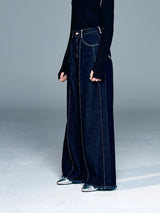 オーバーロックプリーツワイドデニム / OVERLOCK PLEATS WIDE DENIM