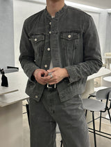 セミオーバーチャイナセットアップデニムジャケット / LMN Semi-Over China Setup Denim Jacket (Gray)