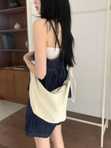 Denim Stitch V-Neck Bustier Sleeveless