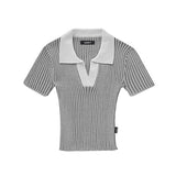 ストライプ カラー クロップ ニット /  CHARMS STRIPE COLLAR CROP KNIT IV