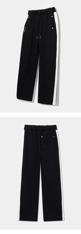 Mixed Fabric Knit KUYRI K Track Pants (Resort Black)