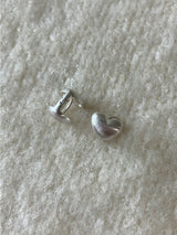 [92.5silver] マットハートワンタッチピアス