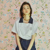 ロゴ ステッチ カラー Tシャツ / [LINE] Logo Stitch Collar T-shirt