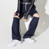 Denim Knit Blocking Pants [BLUE] (6638402011254)