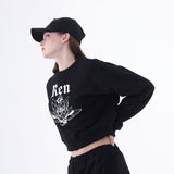 Renクロップスウェットシャツ/0 9 Ren crop sweatshirt - BLACK