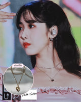  Modern Heart Rhinestone Layered Necklace - Gold Color (VIVIZ Sinb, Oh My Girl YooA, STAYC Seeun Necklace)