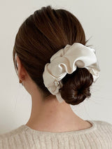  oar Cameo Satin drop Wide Scrunchie [Ivory]