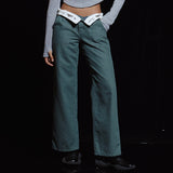 ターンアップロゴベルト ローライズパンツ / TURN UP LOGO BELT LOW RISE PANTS (GR)