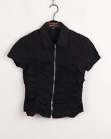 Pave gopchang pleated shirring two-way nylon short-sleeved jacket