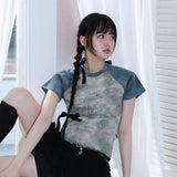 0 7 タイダイクロスTシャツ / 0 7 tie-dye cross t-shirt - BLUE GREY