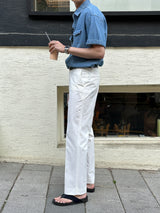 セミオーバーボタンハーフデニムシャツ  / LMN Semi-Over Button Half Denim Shirt (2 colors)