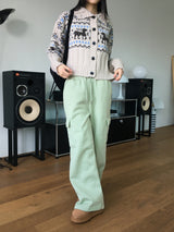 Choble Deer ノルディック ハイネックカラー ニット カーディガン