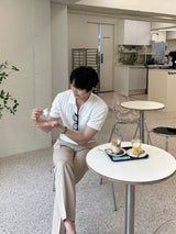 トッドケーブルジップアップ半袖襟付きニット / Tod Cable Zip-Up Short-Sleeved Collar Knitwear (8 colors)