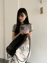 ホルプスターオーバーロック半袖クロップドTシャツ / Holp Star Overlock Short Sleeve Cropped T-shirt