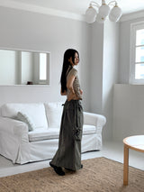 Pave gopchang pleated shirring two-way nylon short-sleeved jacket