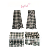CHECK FRILL BANDING LONG SKIRT