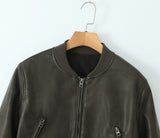 vintage leather zip-up