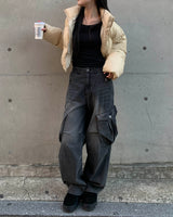 Oval cargo denim pants