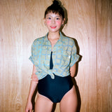[Hawaiian Crop Shirt] Reef Check - Beige (6626229715062)