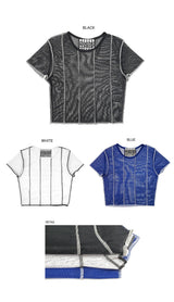 4ラインメッシュクロップトップ/TOP(9360) 4 Line Mesh Crop Tee