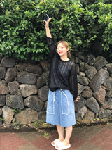 スラッシュデニムハーフパンツ