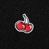 スモールチェリーショットニットフーディー／SMALL CHERRY SHORT KNIT HOODIE [BLACK]