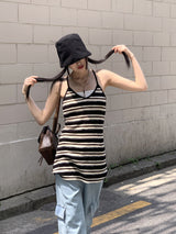 バーニーアンドホルターストライプレイヤードミニワンピース / Barney and Halter Stripe Layered Mini One Piece