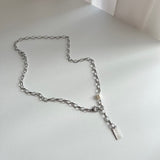 huu サージカルスチールヒップフレッシュウォーターパールボールド3ウェイネックレス / huu Surgical Steel Hip Fresh Water Pearl Bold Three-Way Necklace