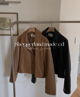 [SHOPPERMADE] ハーフレザージャケット (2color)