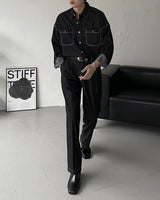 ECTフェイクデニムワイドパンツ / ECT Fake Denim Wide Pants (Set - Up / 1 color)