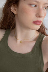 ハートクローバーペンダントサージカルチェーンネックレス/Heart clover pendant surgical chain necklace