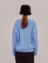 SETSETSET BIG FLOWER SWEAT SHIRT ASHBLUE (6652490809462)