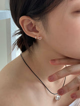 [92.5silver] line heart earrings