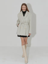 BELTED HALF COAT - LIGHT MELANGE (6636724650102)