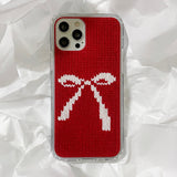 RIBBON KNIT HARD JELL CASE _RED