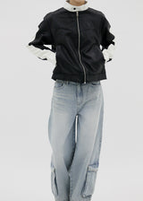 レイシングカラーマッチングレザージャケット / Racing color matching leather jacket (2color)