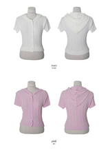 Hood Knit Short Sleeve Cardigan (4color)