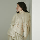 ROUND COLLARED CROP JACKET (IVORY) (6645973844086)