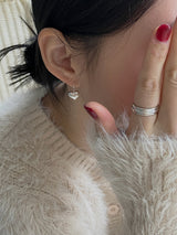 [92.5silver] hook heart earrings