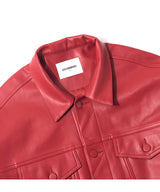 GB Synthetic Leather Trucker Jacket (Red)